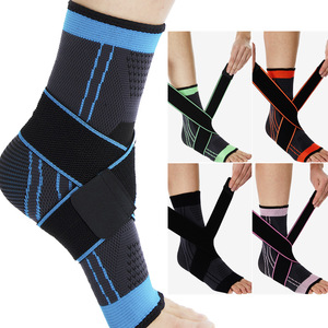 Penjepit pergelangan kaki olahraga tali, dapat diatur, perlindungan nilon rajutan lengan pergelangan kaki kompresi lari basket - Product Image 1