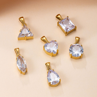Pendentif géométrique en acier inoxydable plaqué or PVD 18 carats avec zircone cubique, anti-ternissement, pour la fabrication de bijoux DIY (vente en gros)