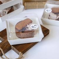 Boîte à gâteau rectangulaire en papier kraft de qualité alimentaire pour emporter, boîte à dessert avec couvercle en plastique transparent