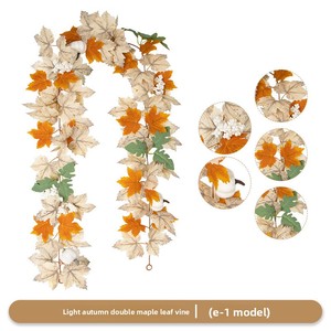 Guirnalda artificial de hojas de arce en stock, decoración de mesa de comedor para el hogar, planta verde, guirnalda artificial de otoño para Acción de Gracias y Halloween - Product Image 6