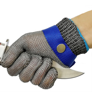 Guantes de malla de acero, guantes de alambre de acero inoxidable de cinco dedos resistentes a cortes de grado 5, guantes de cocina para manipulación de pescado - Product Image 1