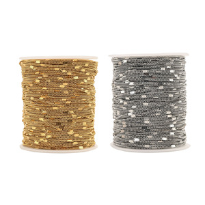 Chaîne à maillons plats Aceworks |   Chaîne fine à maillons de 2 mm en acier inoxydable plaqué or 18 carats pour la fabrication de colliers et bracelets DIY - Product Image 1