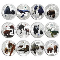 2026 Pièces commémoratives mondiales d'animaux rares et en voie d'extinction, Or/Argent, 15 ensembles de styles variés pour collection mondiale