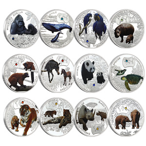 Moneda Conmemorativa 2026 de Animales Raros <span class=keywords><strong>y</strong></span> En peligro de Extinción, Oro/Plata, 15 Conjuntos de Diferentes Estilos de la Colección Mundial - Product Image 1