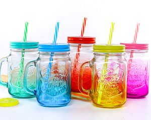 Vaso con asa degradada, botella personalizada para zumo de frutas y bebidas con tapa, vaso creativo para agua de limón con pajita, vaso con diseño de gallo - Product Image 2