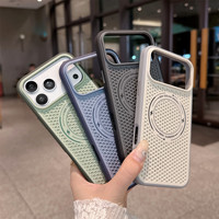 Coque de téléphone pour iPhone 18 Pro Max, nouveau design, avec trous respirants pour la dissipation thermique, magnétique, en PC rigide et TPU souple sur les côtés, compatible avec iPhone 17