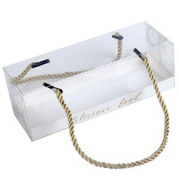 Boîte à gâteau roulé portable en PVC transparent avec poignée en corde, emballage pour pâtisserie et desserts