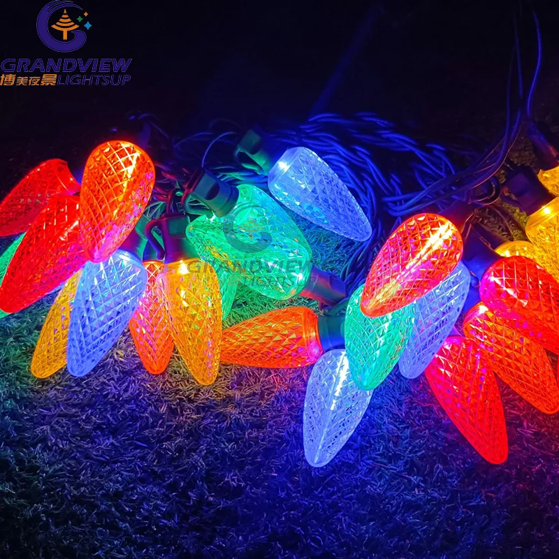 공장 도매 C6/C7/C9 크리스마스 문자열 조명 야외 크리스마스 장식 다채로운 LED 요정 빛