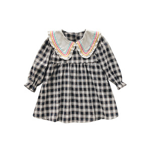 Nuevo otoño lindo Plaid marinero cuello fino manga larga bebé vestido niños abrigo 0-5 años niñas <span class=keywords><strong>ropa</strong></span> para niños - Product Image 1
