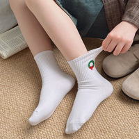 Chaussettes de Noël en coton rouge pour l'hiver, respirantes, tricotées, antidérapantes, mi-mollet, unisexes, cadeau de Noël