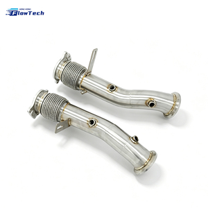 <b>Polished</b> High Flow 304 Stainless Steel Downpipe for BMW 7 Series G12 M760i 6.6T V12 Twin Turbo Racing - Product Image 1