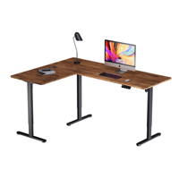Bureau de travail ergonomique moderne en forme de L, réglable en hauteur (73-118 cm), Boss L2, construction durable, facile à assembler