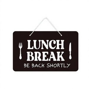 Panneau de signalisation pour pause déjeuner, 'Revenir bientôt', pour salle de pause, cuisine, bureau, magasin, café, sortie pour dîner, noir et blanc, à fixer au mur - Product Image 1