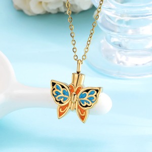 Vòng cổ mặt dây chuyền đựng tro hình con bướm bằng thép không gỉ với dây chuyền 20 inch, trang sức lưu niệm tang lễ - Product Image 5