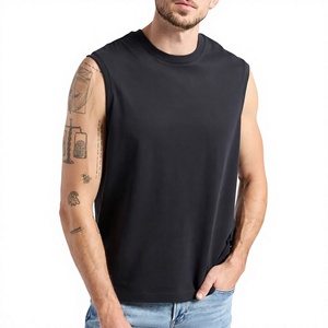 <b>Men's</b> <b>Black</b> Sleeveless <b>Tank</b> <b>Top</b> O-Neck Solid Knitted Breathable Sporty Style - Product Image 1