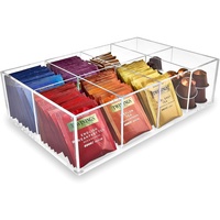 Organisateur de sachets de thé en acrylique robuste, boîte de rangement à 8 compartiments, organisateur parfait pour gagner de la place sur votre comptoir
