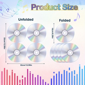 Tovaglioli a Tema CD Retrò di Forme Speciali, Tovaglioli Monouso Arcobaleno Laser per Feste di Compleanno e Musicali - Product Image 6