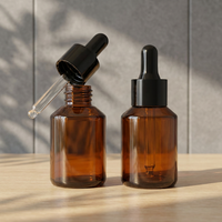 Flacon de sérum compte-gouttes en verre ambré givré de luxe de 30ml 50ML cylindre rond avec épaules inclinées pour crème nettoyante pour le visage