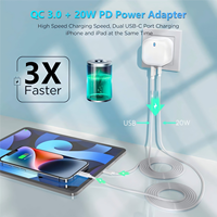 Chargeur USB C 20W avec prise UK, chargeur mural à charge rapide PD, adaptateur secteur à double port pour iPhone 11 12 13 14 15 PRO MAX