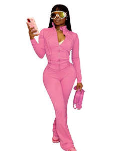 Alxin Custom Nieuwe 2-delige Sportkleding Lange Mouwen Rits Tops Hoge Taille Gym Leggings Workout Herfst Vrouwenkleding Vrouwen Sets - Product Image 2