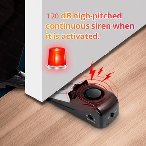 Al por mayor 1 unidad Mini tope de puerta con alarma 120dB, ideal para el hogar, tope en forma de cuña, sistema de seguridad de alerta y bloqueo - Product Image 4