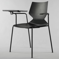 Chaise d'entraînement ergonomique moderne en acier pour étudiants avec accoudoirs fixes et tablette d'écriture pour salle de classe/bureau