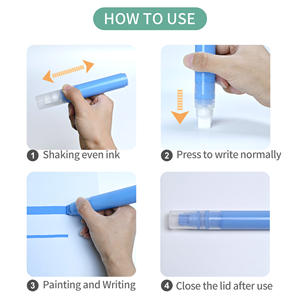 Grand stylo marqueur <span class=keywords><strong>acrylique</strong></span> 15mm tête plate <span class=keywords><strong>noir</strong></span> et blanc peinture à base d'eau marqueur <span class=keywords><strong>feutre</strong></span> pointe peinture bricolage Graffiti - Product Image 6
