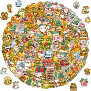 200 autocollants de Noël non répétitifs, autocollants de fête, autocollants en vinyle imperméables pour bouteilles d'eau, ordinateurs portables - Product Image 1