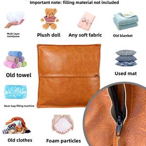 Sac de rangement carré en cuir marocain imperméable paresseux tabouret à langer extensible pour salon baie vitrée siège Pier Old - Product Image 3