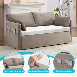 Queen Pull Out Couch Convertible Sofa Bed Queen with Adjustable Backrest 3-in-1 Pull Out Sofa Bed for <strong>Small</strong> Space Bedroom - Product Image 6