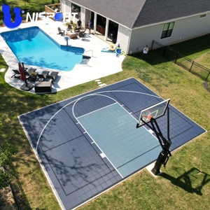Cancha de <span class=keywords><strong>baloncesto</strong></span> multideportiva para exteriores de 30x60 pies y línea de tenis para patio trasero familiar, cancha deportiva para el hogar - Product Image 4