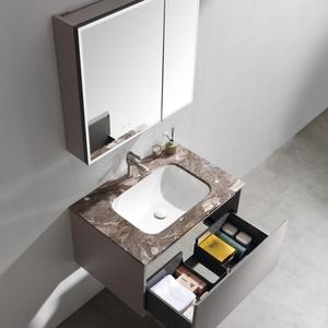<span class=keywords><strong>Meuble</strong></span>-lavabo compact et moderne avec armoire miroir murale et plateau en marbre, tiroir de rangement - Product Image 6