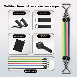 Ensemble de bandes de résistance TPE multifonctionnelles de 11 pièces, 100 lb, entraînement complet du corps, amincissement, fitness pour adultes, musculation, corde élastique - Product Image 5