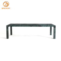 Nouvelle arrivée, table à manger rectangulaire en marbre vert pour salon, hôtel, appartement, villa, forme personnalisable, luxe léger italien