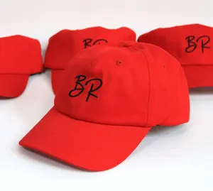 Customized 100% Cotton Red Fashion Golf Cap With 3D Embroidery 6 Panel Baseball Daddy Dad Cap And Hats