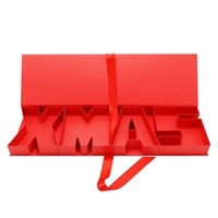 2026 XMAS Rote Leere Geschenkbox Blumenmuster Süße Schokoladen-Pappschachteln Recycelbare Schleifenverschluss-Boxen Befüllbare Glänzende Schachteln