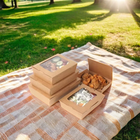 Boîte d'emballage alimentaire jetable multi-compartiments en papier kraft écologique de 700 ml, personnalisable OEM, pour sushis, snacks et plus