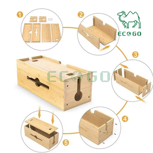 Caja de almacenamiento de alambre de bambú para el hogar, almacenamiento de cables, soporte directo de fábrica, caja de enchufe de fila oculta - Product Image 3