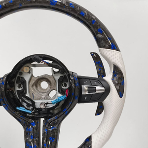 Volant en fibre de carbone forgée bleu pailleté et cuir perforé blanc pour <span class=keywords><strong>BMW</strong></span> F20 F30 F48 M3 E90 (vente en gros) - Product Image 3