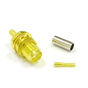 1pc SMA Female Jack nut RF Coax Connector Crimp for RG316 RG174 LMR100 Cable Straight Goldplated for WIFI wireless