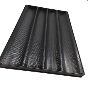 Bandeja de aluminio con 4 ranuras, bandeja para baguette, 4 filas, antiadherente, perforada, barra francesa, bandeja para hornear Baguette - Product Image 4