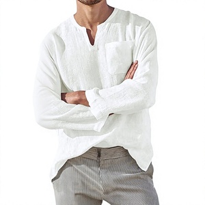 Chemises à manches longues pour hommes M-5XL, 17 couleurs unies, décontractées, pour fêtes, col rabattu, design formel, en tissu sergé, mélange de coton printanier - Product Image 3