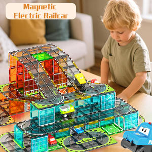 Piste de course électrique sur rail à thèmes multiples Jouets d'assemblage en plastique Puzzle de ville éducatif Blocs de construction pour enfants Cadeaux - Product Image 2