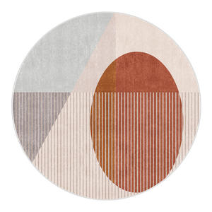 Tapis rond H-934 en imitation cachemire, antidérapant, design abstrait contemporain, tapis de chaise de bureau, couverture de sol pour chambre à coucher et salon - Product Image 3