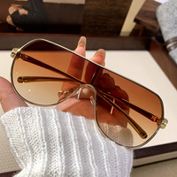 Nouvelles Lunettes de Soleil Tendance Oversize à Verre Unique Unisexe Grande Monture Luxe Forme Spéciale Pilote Métal Protection UV400