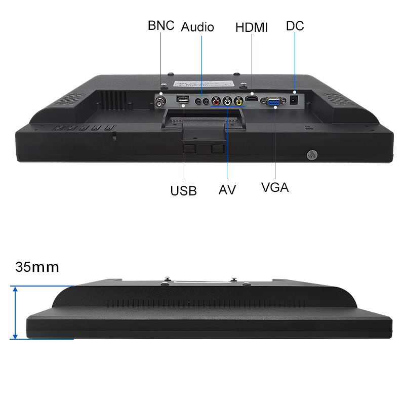17 Inch Plastic Case Rear View LCD Monitor 1280x1024 5:4 with Non-Touch BNC/VGA/HD-MI LED Backlit Industrial TFT Display