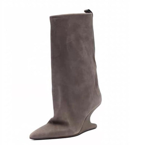 Custom Style Pointed Toe Suede Shoes High Top Wedge Heels Ankle <b>Boots</b> Sexy Women's on Short Booties - Product Image 2