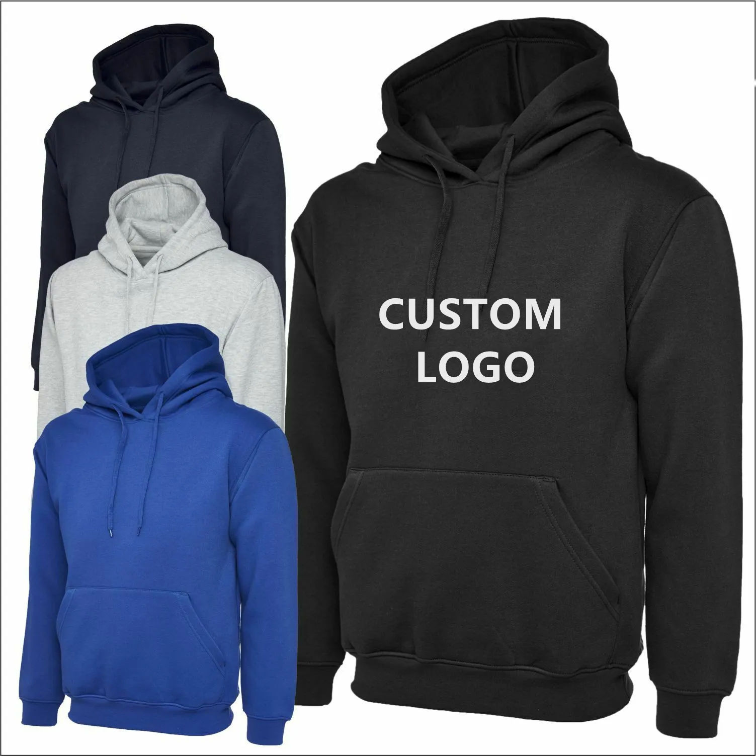 Custom Logo Pullover Men's Hoodies Sweatshirts Cotton Polyester Blend Fleece Printed Hoodies