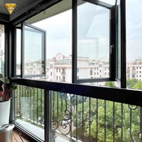 Ventana Plegable Vertical con Rejilla Antirrobo, Aislada, a Prueba de Balas, Resistente a Huracanes, de Aluminio con Doble Vidrio para Cocina y Hotel