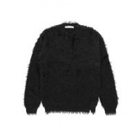 Großhandel Custom Nerz Pelz Rundhals ausschnitt Fuzzy Men Strick pullover Pullover Overs ize Streetwear Solid Winter Warm Chunky High-End OEM
